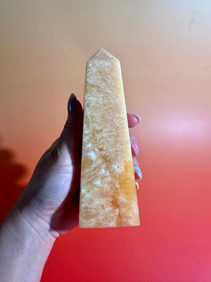 Orange Calcite Tower – Option F | Collector Statement Crystal, Vitality & Creative Energy