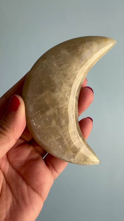 Extra Large Moonstone Crescent Moon - B