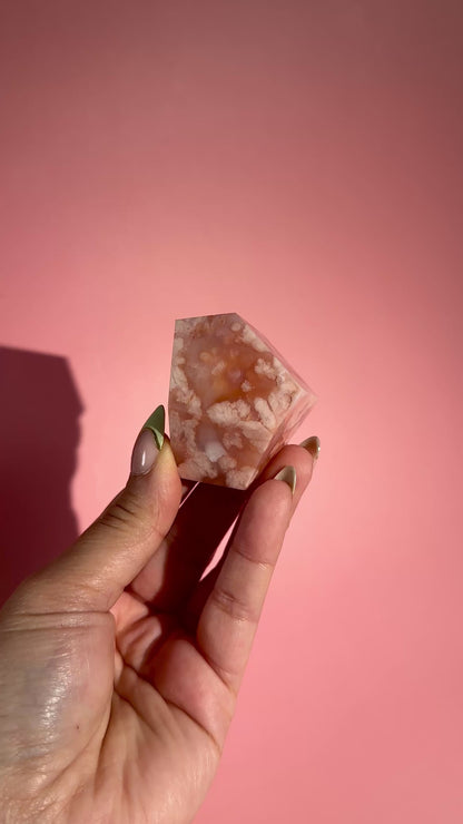 Pink Carnelian Flower Agate Gusher – Option B