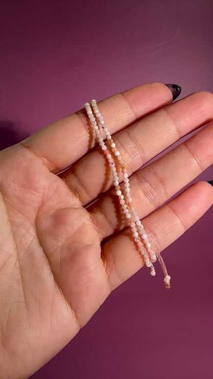 2mm Rhodochrosite Adjustable Beaded Bracelet