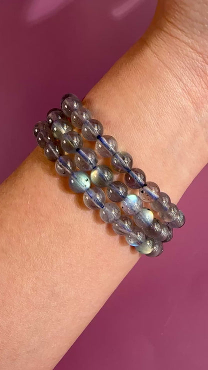 6mm Labradorite Beaded Bracelet