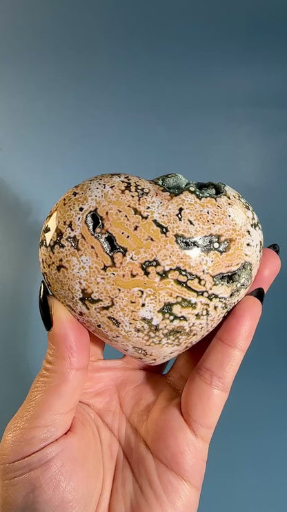Ocean Jasper Heart with Druzy Pocket