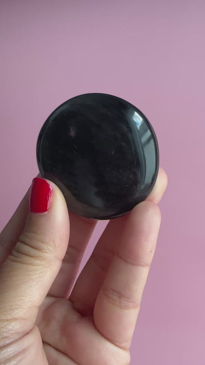 Silver Sheen Obsidian Flat Palm