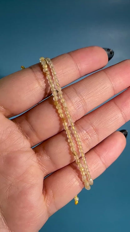 2mm Rutilated Quartz Adjustable Beaded Bracelet