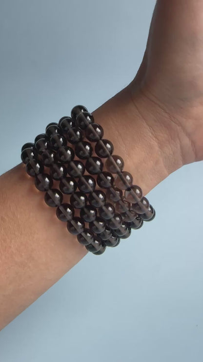 8mm Smoky Quartz Beaded Bracelet