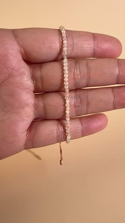 2mm Peach Moonstone Adjustable Beaded Bracelet