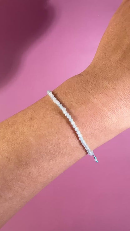 2mm Aquamarine Adjustable Beaded Bracelet