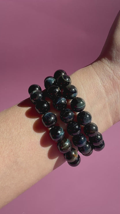 10mm Blue Tiger’s Eye Beaded Bracelet