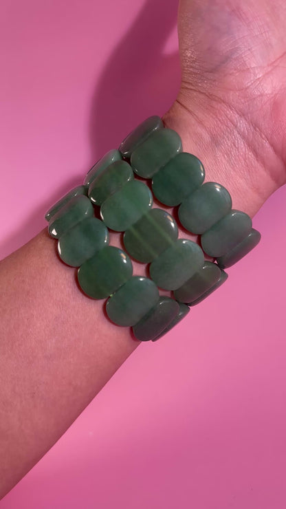 Flat Rectangle Green Aventurine Bracelet