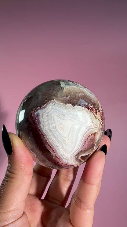 Red Crazy Lace Agate Sphere - B