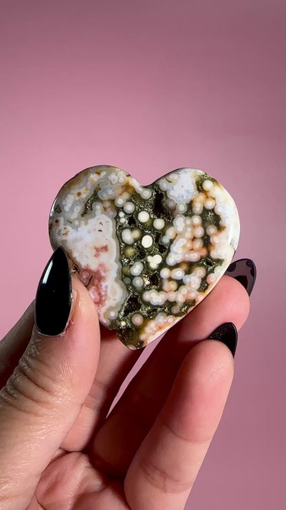 Ocean Jasper Heart Carving – H