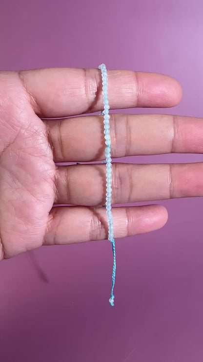 2mm Aquamarine Adjustable Beaded Bracelet