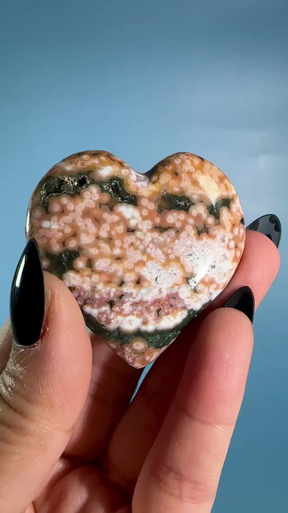 Ocean Jasper Heart Carving – F