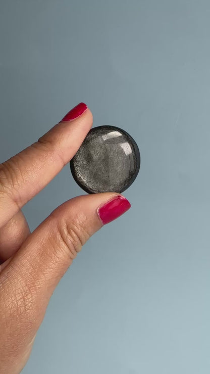 Silver Sheen Obsidian Mini Flat Palm