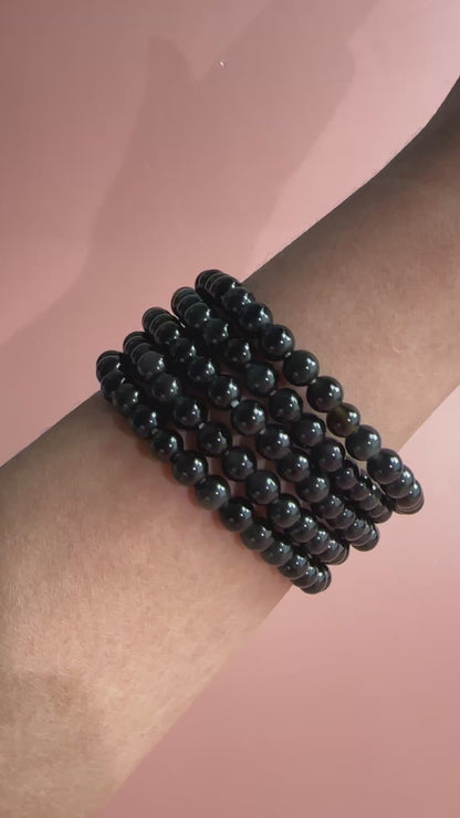 6mm Goldsheen Obsidian Beaded Bracelet