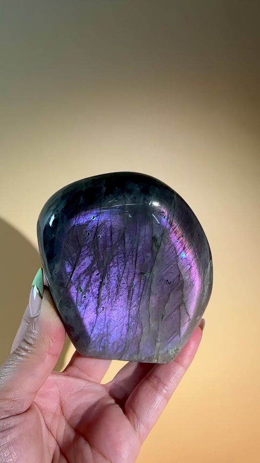 Large Purple Flash Labradorite Standing Freeform – Option A