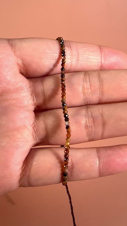 2mm Tiger’s Eye Adjustable Beaded Bracelet