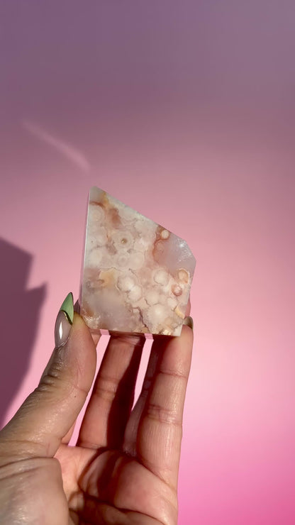 Pink Carnelian Flower Agate Gusher – Option D
