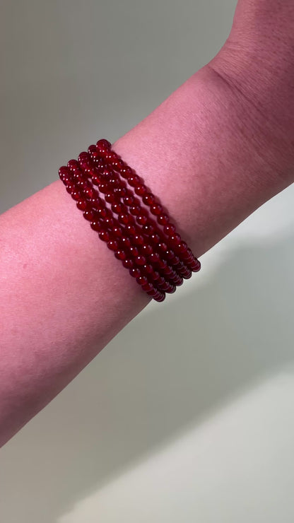 4 mm Red Onyx Beaded Bracelet
