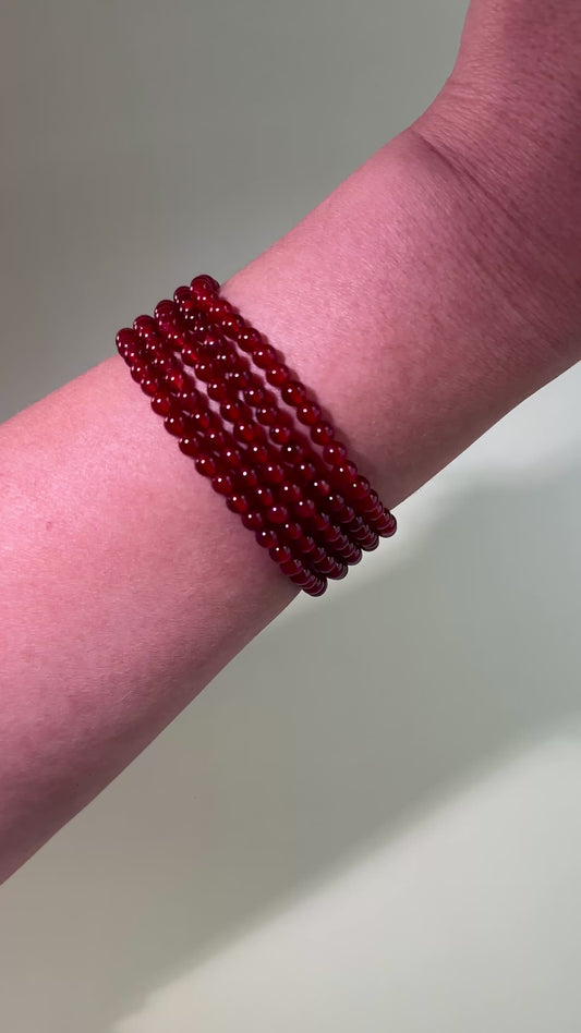4 mm Red Onyx Beaded Bracelet