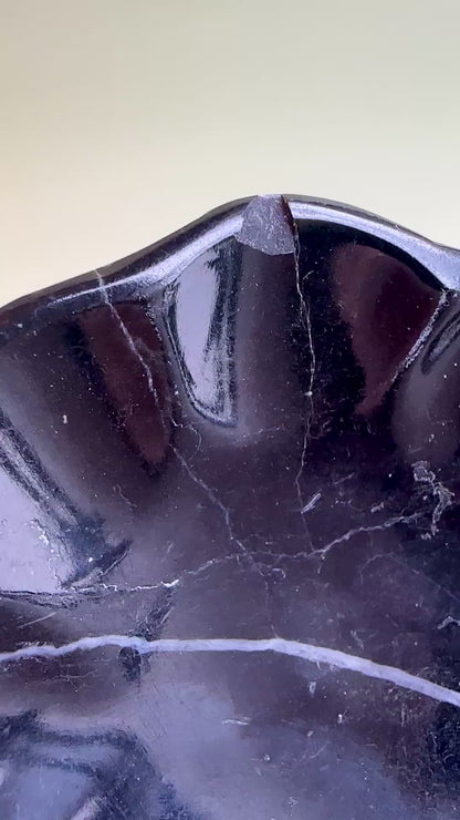 Perfectly Imperfect Small Black Marble Scalloped Dish Misfit