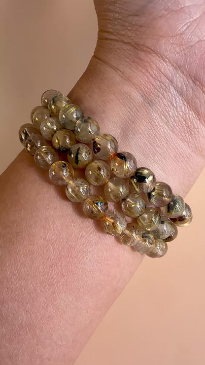 6mm Golden Rutile Quartz Beaded Bracelet