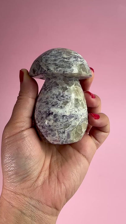 Lepidolite Mushroom Carving