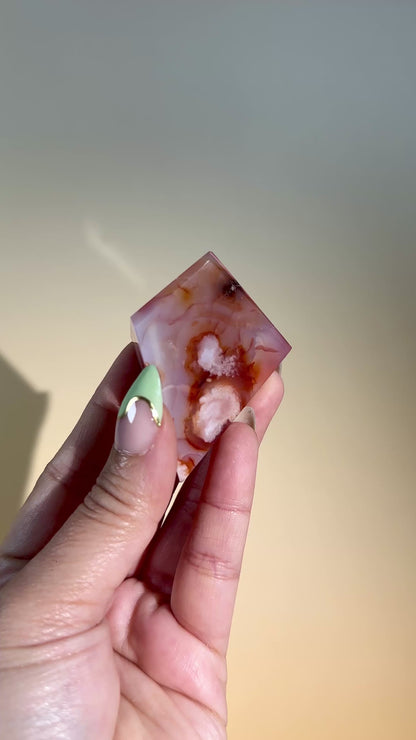 Pink Carnelian Flower Agate Gusher – Option E