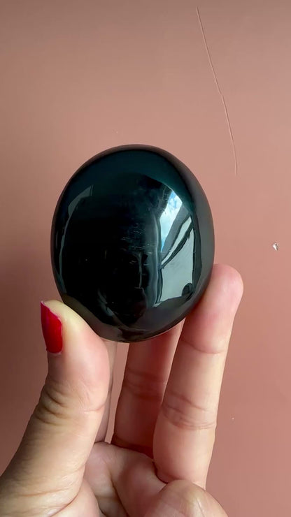 Black Obsidian Palm Stone
