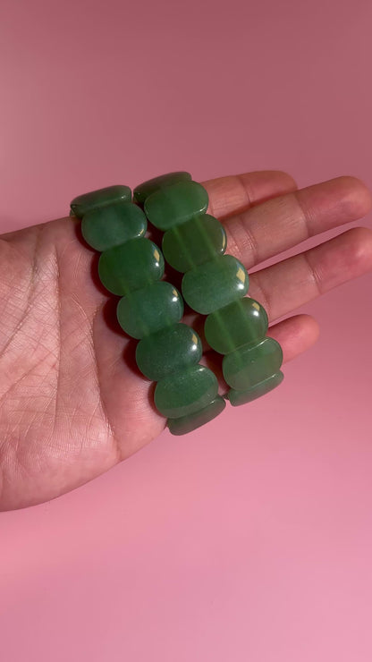 Flat Rectangle Green Aventurine Bracelet