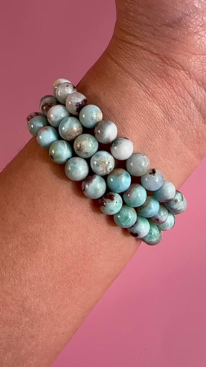 8mm Larimar Beaded Bracelet
