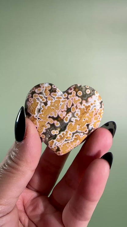 Ocean Jasper Heart Carving – G