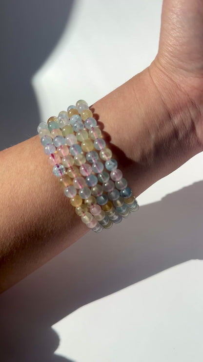 6mm Multi Beryl (Morganite) Beaded Bracelet