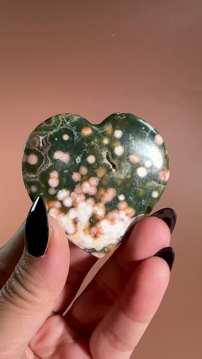 Ocean Jasper Heart Carving – C