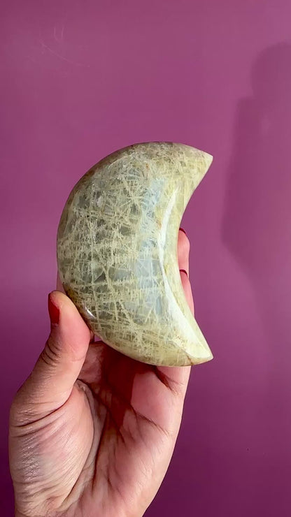 Extra Large Moonstone Crescent Moon - A