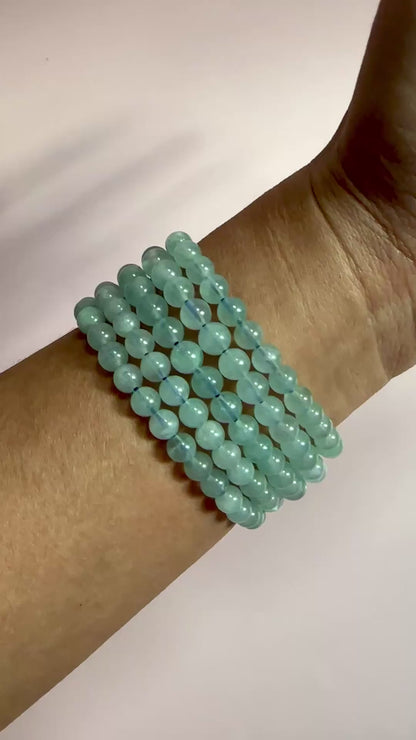 6mm Aquamarine Beaded Bracelet
