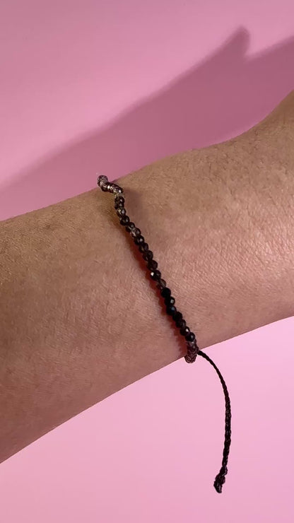 2mm Smokey Quartz Adjustable Beaded Bracelet