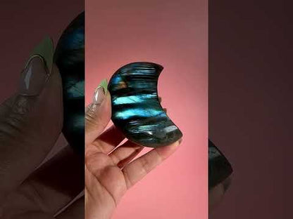 Perfectly Imperfect Large Blue Flash Labradorite Crescent Moon Misfit – Option A