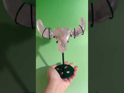 Rose Quartz Bull Head on Stand