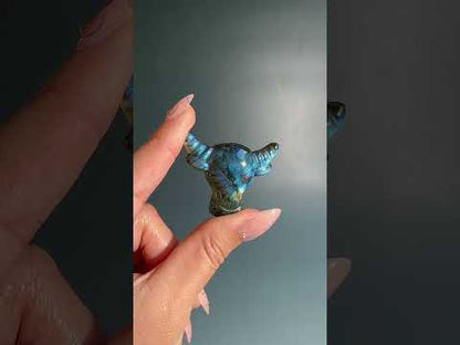 Flashy Labradorite Taurus Bull Head Carving