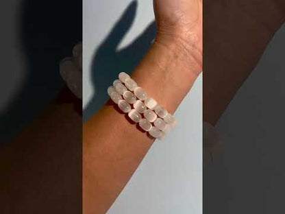 Barrel Satin Spar (Selenite) Beaded Bracelet | Cleansing & Peace Energy