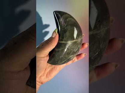 Extra Large Purple Flash Labradorite Crescent Moon