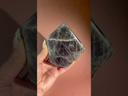 Large Purple Flash Labradorite Standing Freeform – Option F