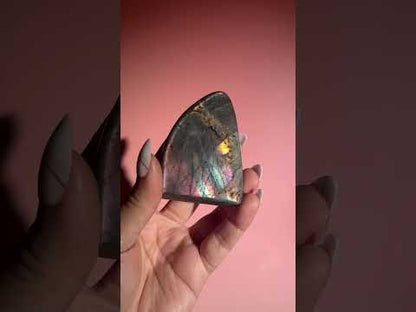 Medium Dual Flash Orange Flash Labradorite Standing Freeform – Option C