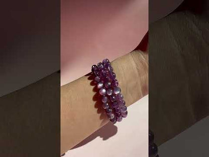 7mm HQ Lepidolite Purple Mica Bracelet