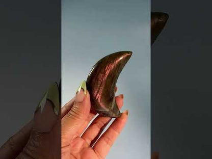 Small Purple Flash Labradorite Crescent Moon – Option A