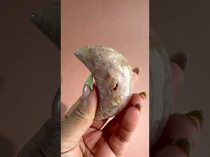 Flower Agate Crescent Moon – Option A