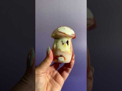 Carnelian Mushroom Carving – Option C | Collector Crystal, Abundance & Confidence