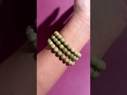 8mm Avocado Alashan Agate Beaded Bracelet | Grounding, Growth & Harmony Energy