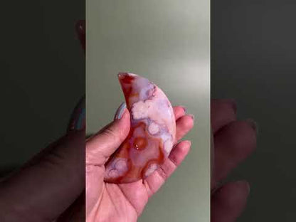 Carnelian Agate Crescent Moon on Black Stand – Option C | Manifestation, Abundance & Strength Energy